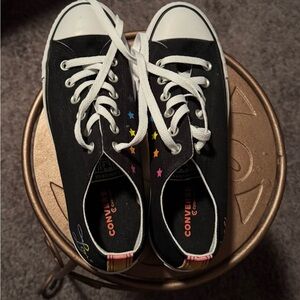 Converse Black Sneakers with Colorful Star Details